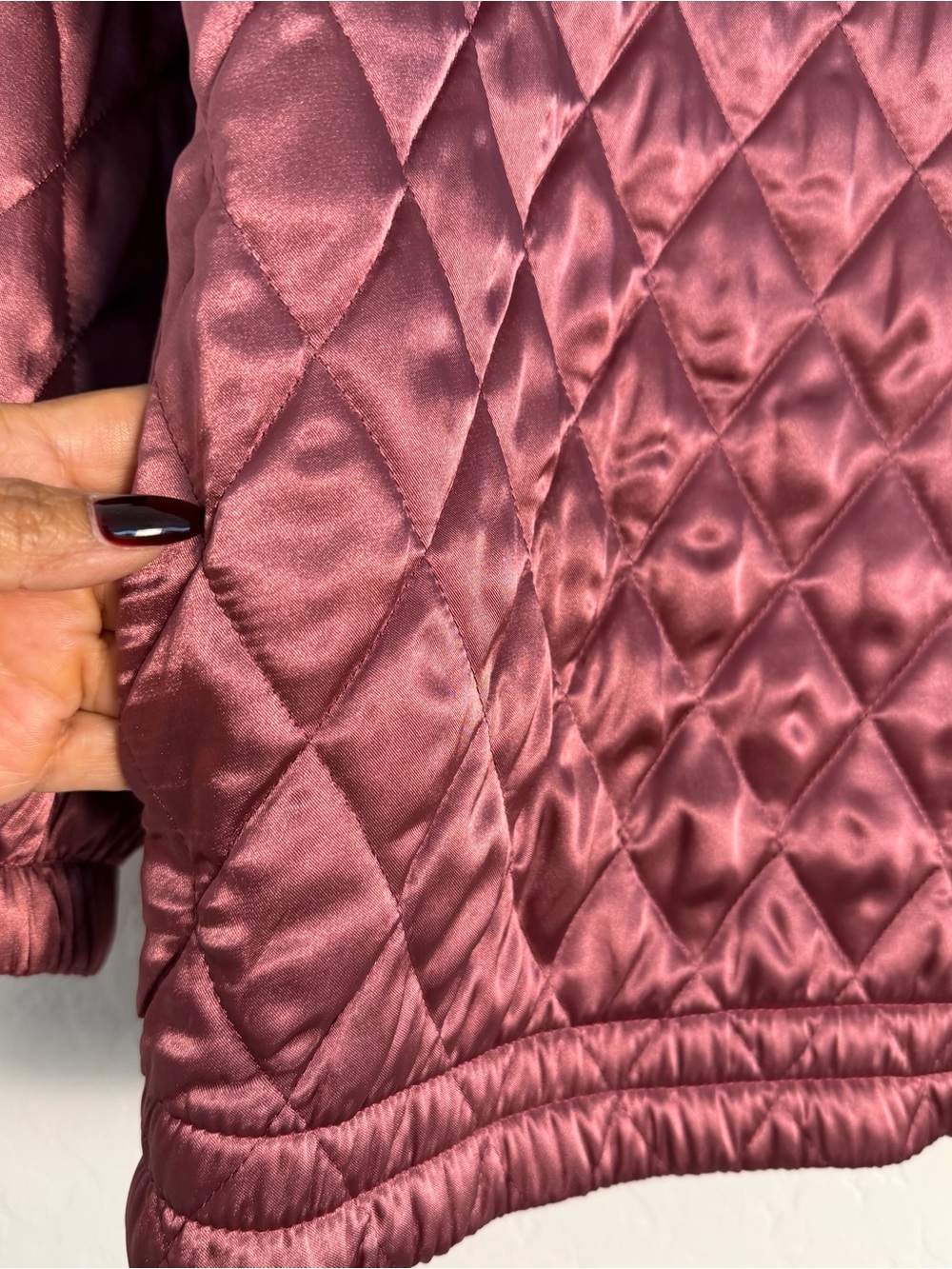 G.W. Division of Graft Women Large Glossy Jacket Quilted Mauve Dust Rose - Picture 9 of 13